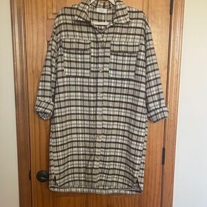 NWT Sage the Label Fall Plaid Button-Up Long Shacket Size S